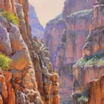 Aaron Schuerr, The Corkscrew, Grand Canyon, pastel, 36 x 14.