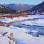 Aaron Schuerr, The Gallatin River in January, pastel, 12 x 16.