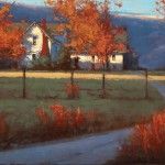 Romona Youngquist, Dundee Farm in October, oil, 30 x 55.