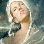Osiris Rain, Girl in a White Hat, oil, 14 x 11.
