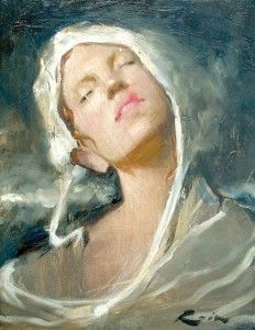 Osiris Rain, Girl in a White Hat, oil, 14 x 11. 