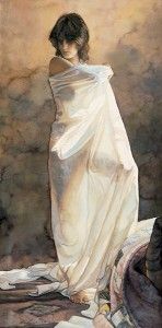 Steve Hanks, Statuesque [1990], watercolor, 40 x 20.
