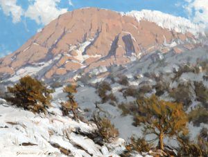 Damien Gonzales, Vallecito Mountain, Taos, oil, 9 x 12.