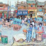 Leon Gaspard, A Street in Peking, oil, 20 x 40. Estimate: $150,000-$250,000.