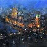 Mark Laguë, London Parliament Night, oil, 30 x 48.