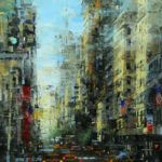 Mark Laguë, Manhattan After Rain, oil, 36 x 24.