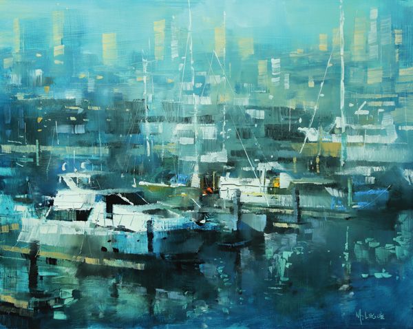 Mark Laguë, San Francisco Harbor Blue, oil, 16 x 20.