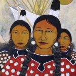 Kevin Red Star, Three Absalooka Sisters, Crow, acrylic, 24 x 18.