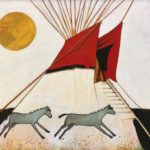 Kevin Red Star, Red Wings Horse Tipi, acrylic, 24 x 30.