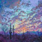 Erin Hanson, Saguaro Dusk, oil, 48 x 48.
