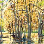 Jane K. Starks, East Fork Frio River, Autumn, 2013, gouache/watercolor, 27 x 41.