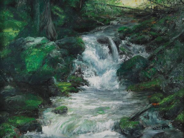 Chad Houtz, Cedar Hollow Falls, oil, 11 x 14.