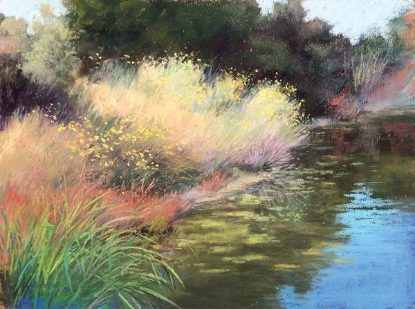 Gretha Lindwood, Reeds and Weeds, pastel, 9 x 12.