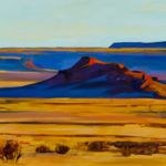 Caroline Korbell Carrington, Desert Mesa, oil, 13 x 30.