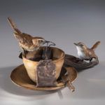 Diane Mason, Tea for Two?, bronze, 6 x 9 x 10.