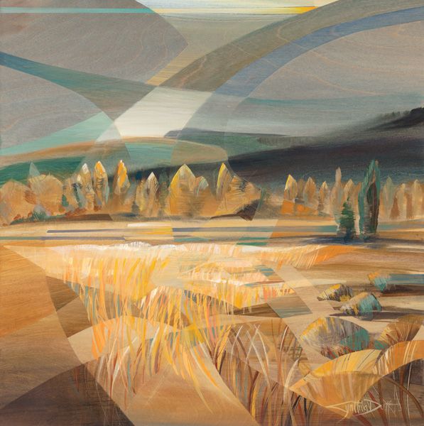 Cynthia Duff, Golden Arena, acrylic on birch, 24 x 24.