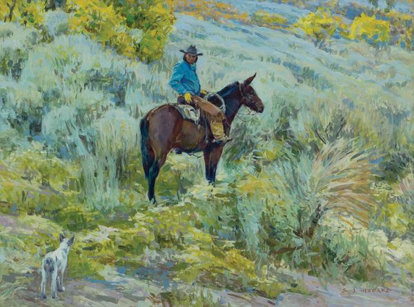 Steven Heward, Whitehorse and His Pup, oil, 30 x 40.