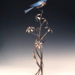 Don Rambadt, Western Bluebird, welded bronze/copper, 25 x 6 x 7.