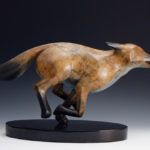 Michael Tatom, Running Coyote, bronze, 12 x 19.