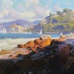 Calvin Liang, Catalina Island, oil, 28 x 60.