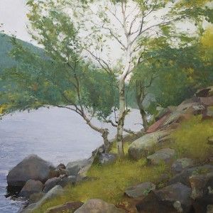 TJ Cunningham, Birch, oil, 36 x 36.