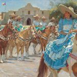 Gladys Roldan-de-Moras, Rodeo Parade in San Antonio, oil, 24 x 36.