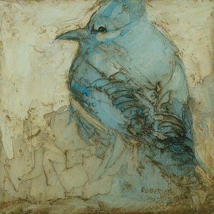 Mary Roberson, Blue Jay, oil, 8 x 8