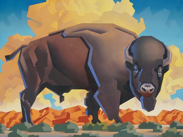 David Jonason, Bison With Cloud, oil, 30 x 40.