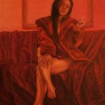 Kristen Eisenbraun, The Red Fur Coat, oil, 36 x 24.