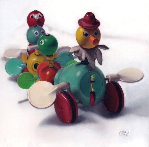 Chelsea Herron, Ducks in a Row, oil, 7 x 6.
