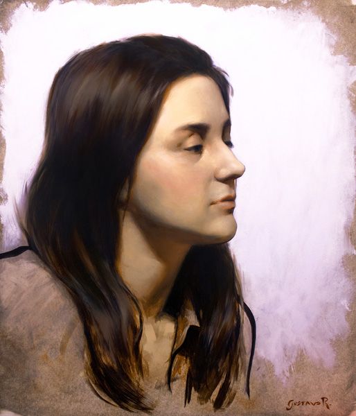 Gustavo Ramos, Girl in Profile, oil, 15 x 13.