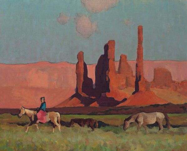 Glenn Dean, She Rides the Land of Her People, oil, 16 x 20.