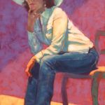 Terry Cooke Hall, On the Edge of Her Seat, oil, 36 x 24.