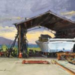 Greg LaRock, Bruised Skies, oil, 12 x 16.