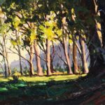Greg LaRock, Light Through the Trees, oil, 12 x 24.