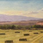 Stephen Stauffer, Afternoon Hay Bales, oil, 12 x 24.