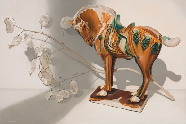 Sarah van der Helm, Tang Dynasty Horse, oil, 16 x 24. 