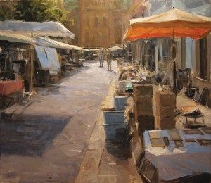 Derek Penix, Antique Market in France, oil painting