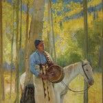 Bert Geer Philips, Untitled (Indian Drum Song), oil, 30 x 20. Promised gift of Annette C. Smith in memory of Bill Smith and in honor of the Museum’s 75th Anniversary.
