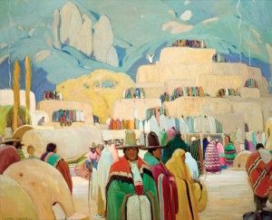 Victor Higgins, Pueblo of Taos (before 1927), oil, 44 x 54. 