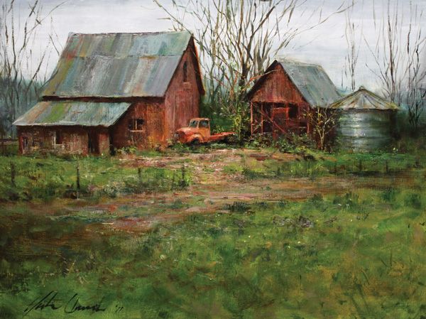 Justin Clements, Colorado Farm Early Spring, oil, 18 x 24.