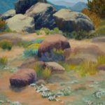 Cathy Haight, Hiking in the Sandia Foothills, oil, 34 x 28.