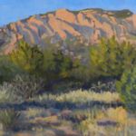 Cathy Haight, Sandia Crest and Front Yard, oil, 12 x 16.