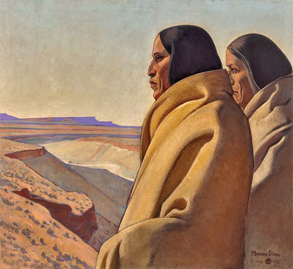 MAYNARD DIXON, MEN OF THE RED EARTH, 1931-32, OIL, 36 X 41.