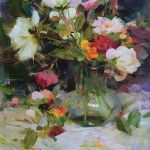 Richard Schmid, Red Roses and Peonies, oil, 20 x 16.