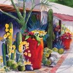 Diana Madaras, Pots at the Hacienda, watercolor/pastel, 12 x 16.
