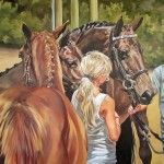 Cathryne Trachok, Pony Tails, oil, 24 x 24.