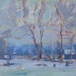 Eric Jacobsen, Winter Fog, oil, 12 x 16.