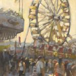 Hilarie Lambert, The Ferris Wheel, oil, 30 x 15.
