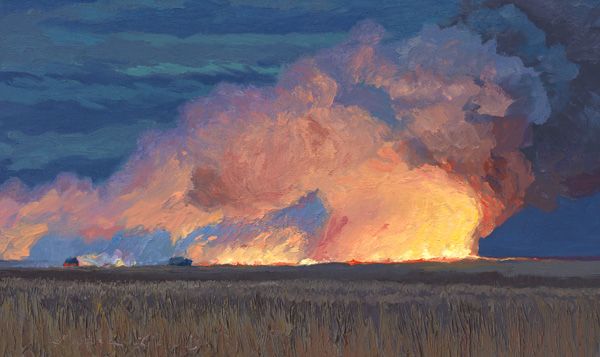 Laura Lewis, Prairie Fire, oil, 18 x 30.